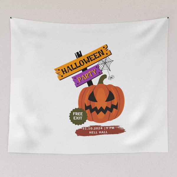 Item preview, Spooky Halloween Party Poster Design with Jack-o'-Lantern and Event Details designed and sold by WhiteDoveArt.