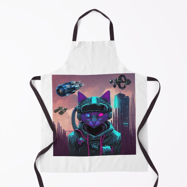 Item preview, Cyber Black Cat Kitty Spaceship Futuristic designed and sold by WildWoodlandWitch.