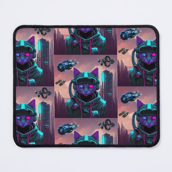 Item preview, Cyber Black Cat Kitty Spaceship Futuristic designed and sold by WildWoodlandWitch.