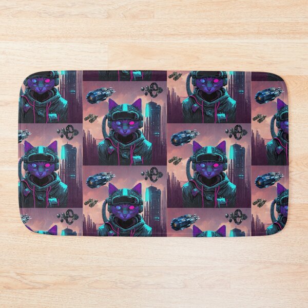Item preview, Cyber Black Cat Kitty Spaceship Futuristic designed and sold by WildWoodlandWitch.
