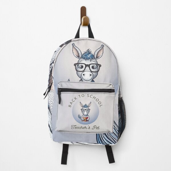 Item preview, funny BACK TO SCHOOL Design with illustration of cute little Donkey Wareing glasses and hold a book . designed and sold by HEMRO.