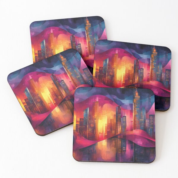 Item preview, Vibrant Night Cityscape with Abstract Cello designed and sold by MargaretWiktor.