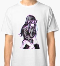 Camiseta clásica SCHOOLGIRL (Glitch) - Sad Anime Japanese Estético