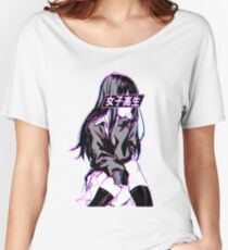 SCHOOLGIRL (Glitch) - Sad Japanese Anime Aesthetic Women's Relaxed Fit T-Shirt