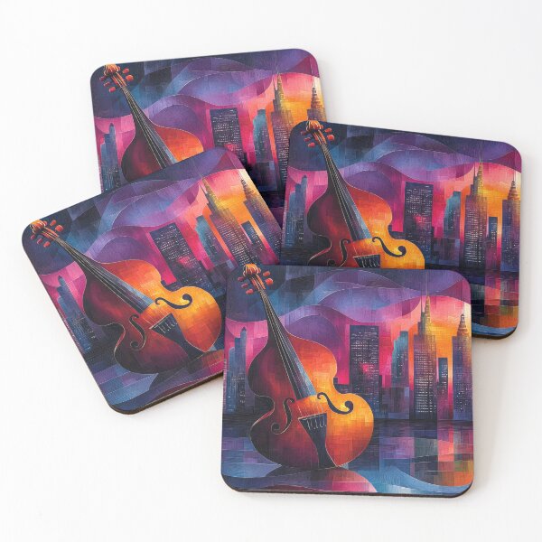 Item preview, Vibrant Night Cityscape with Abstract Cello designed and sold by MargaretWiktor.