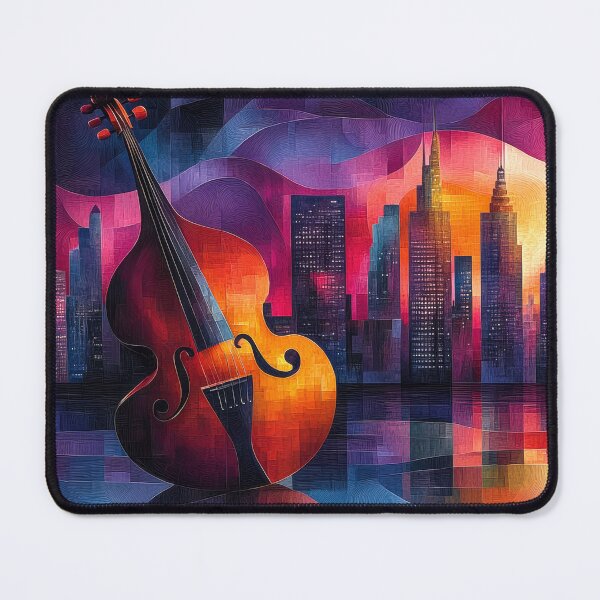 Item preview, Vibrant Night Cityscape with Abstract Cello designed and sold by MargaretWiktor.