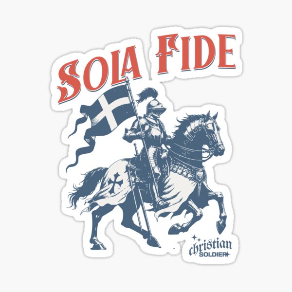 Vista previa del artículo con la obra «Sola Fide - Solo por la fe Caballero Cristiano Protestante», diseñado y vendido por TWTees.