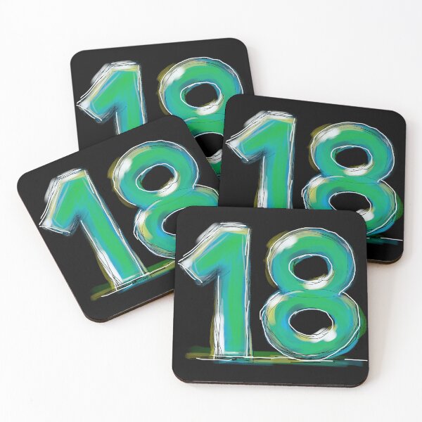 Item preview, 18 Eighteen in The Green Funny Gifts For Fans Of Numbers And Colorful Drawings designed and sold by ZIPsketch.
