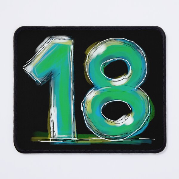 Item preview, 18 Eighteen in The Green Funny Gifts For Fans Of Numbers And Colorful Drawings designed and sold by ZIPsketch.