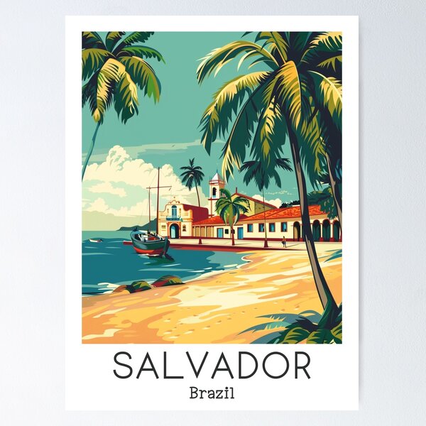 Item preview, A Vintage Travel Illustration of Salvador - Bahia - Brazil  designed and sold by GoodOldVintage.