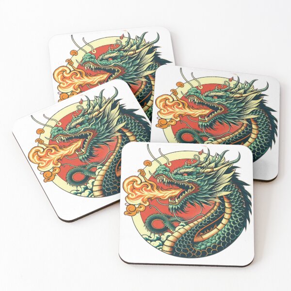 Item preview, vintage Fiery green dragon breathing fire designed and sold by Expressions-Sel.