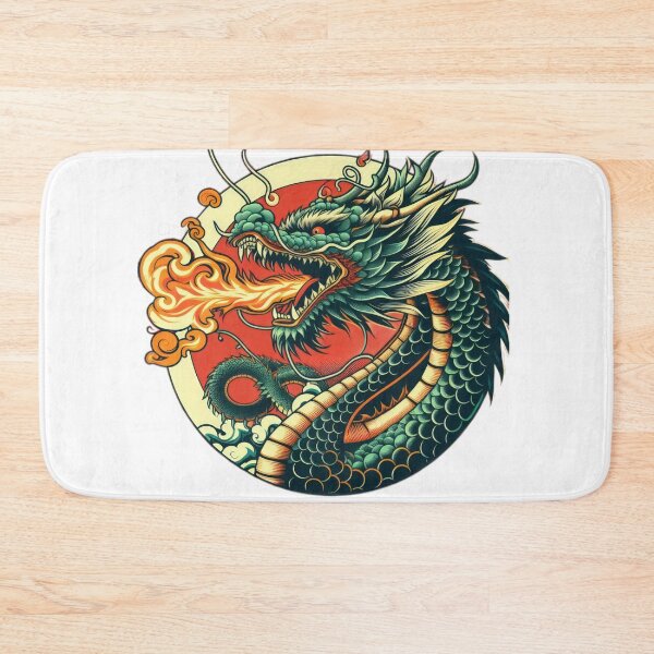 Item preview, vintage Fiery green dragon breathing fire designed and sold by Expressions-Sel.
