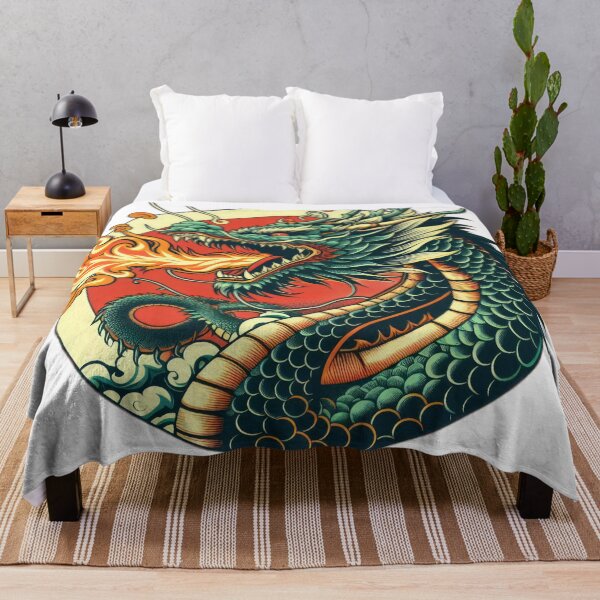Item preview, vintage Fiery green dragon breathing fire designed and sold by Expressions-Sel.