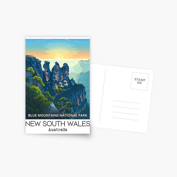 Item preview, A Vintage Travel Illustration of Blue Mountains National Park - New South Wales - Australia  designed and sold by GoodOldVintage.