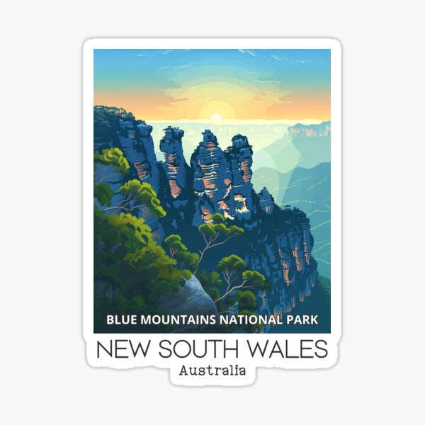 Item preview, A Vintage Travel Illustration of Blue Mountains National Park - New South Wales - Australia  designed and sold by GoodOldVintage.