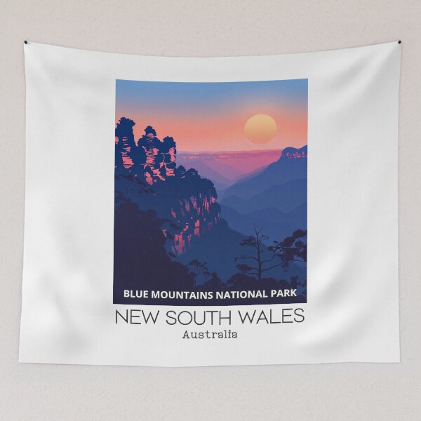 Item preview, A Vintage Travel Illustration of Blue Mountains National Park - New South Wales - Australia  designed and sold by GoodOldVintage.