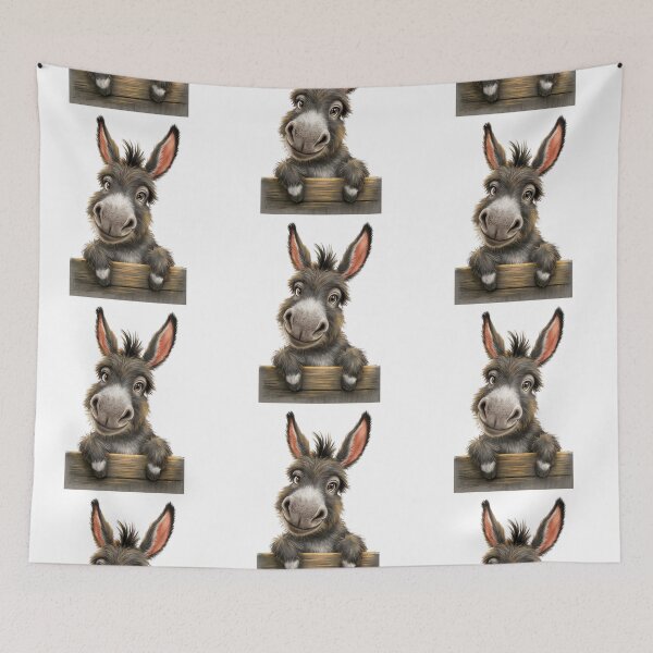 Item preview, Curious Donkey Peeking Over the Fence: Playful Farm Friend designed and sold by SellingWSarah17.