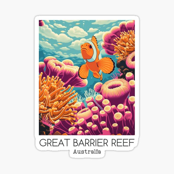 Artikel-Vorschau von Eine Vintage-Reiseillustration des Great Barrier Reef Marine Park - Australien, designt und verkauft von GoodOldVintage.