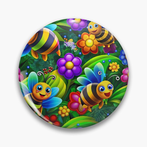 Item preview, Magical Bees Flying Over the Enchanted Forest - Seamless Pattern #4 designed and sold by Second Draft Visuals.