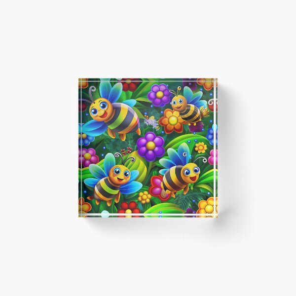 Item preview, Magical Bees Flying Over the Enchanted Forest - Seamless Pattern #4 designed and sold by Second Draft Visuals.