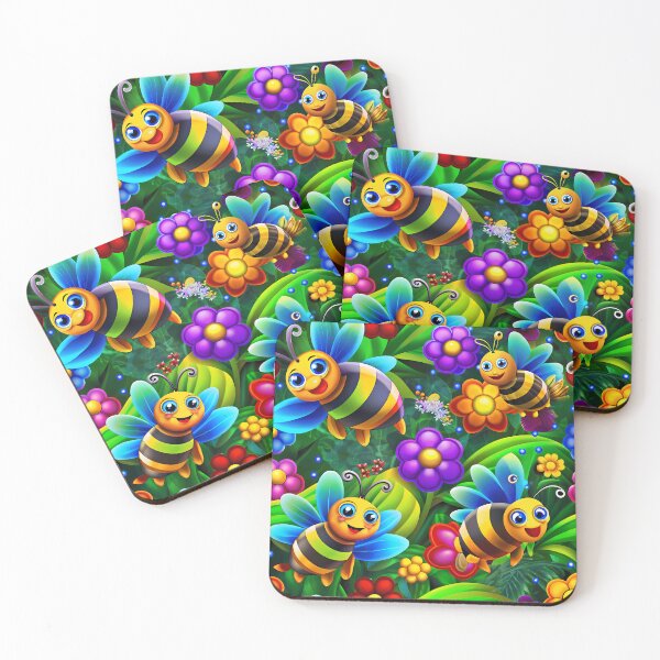 Item preview, Magical Bees Flying Over the Enchanted Forest - Seamless Pattern #4 designed and sold by Second Draft Visuals.