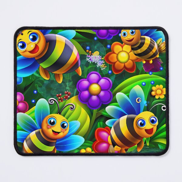 Item preview, Magical Bees Flying Over the Enchanted Forest - Seamless Pattern #4 designed and sold by Second Draft Visuals.