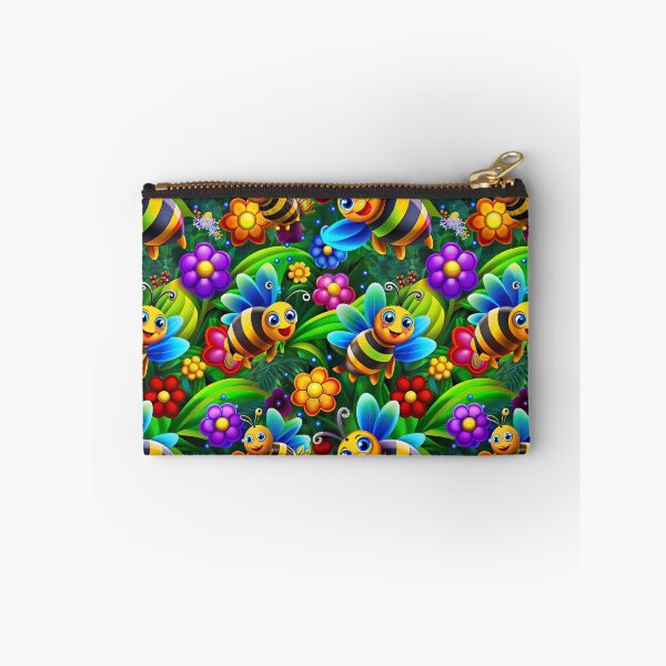 Item preview, Magical Bees Flying Over the Enchanted Forest - Seamless Pattern #4 designed and sold by Second Draft Visuals.