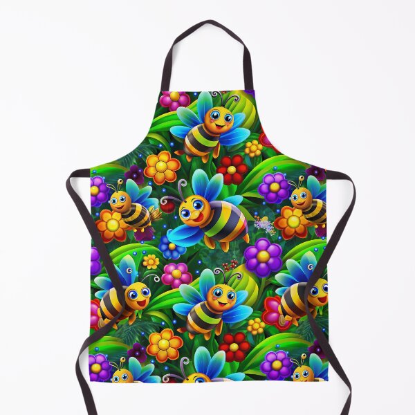 Item preview, Magical Bees Flying Over the Enchanted Forest - Seamless Pattern #4 designed and sold by Second Draft Visuals.