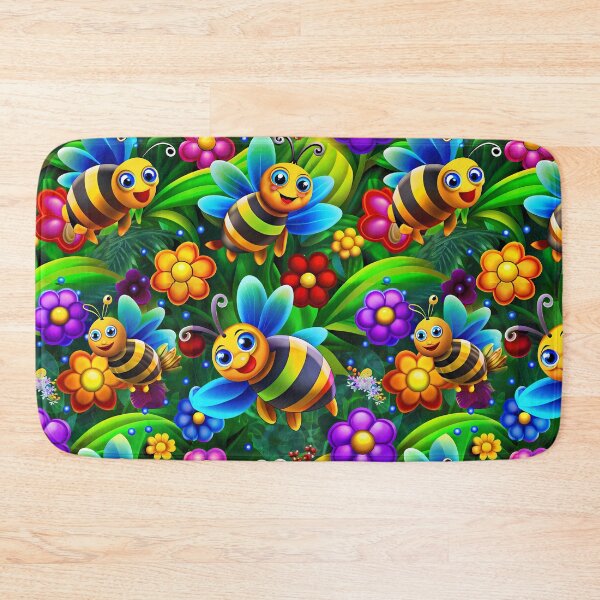 Item preview, Magical Bees Flying Over the Enchanted Forest - Seamless Pattern #4 designed and sold by Second Draft Visuals.