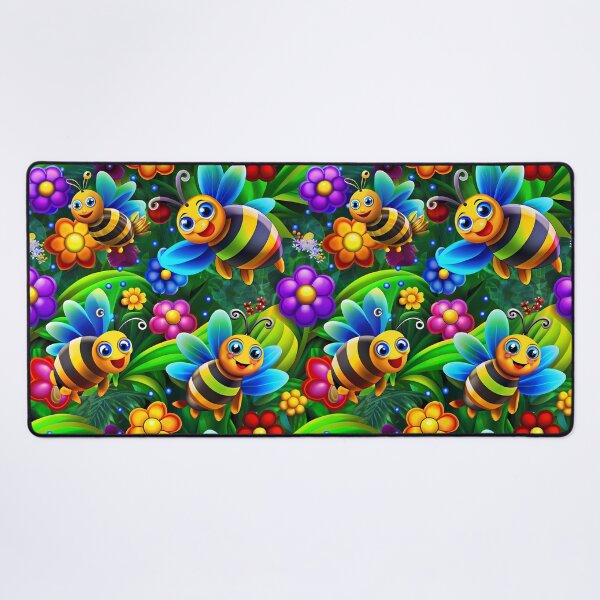 Item preview, Magical Bees Flying Over the Enchanted Forest - Seamless Pattern #4 designed and sold by Second Draft Visuals.
