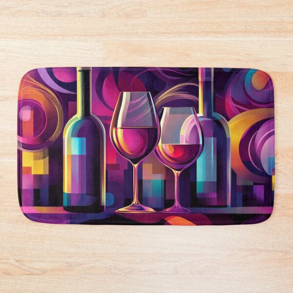 Item preview, Abstract collage of wine glasses and bottles designed and sold by MargaretWiktor.