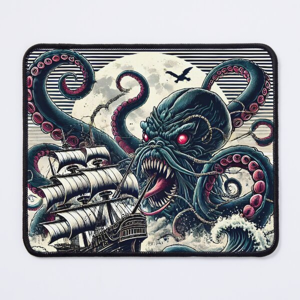 Item preview, Kraken Retro Sea Monster designed and sold by JonelleTshirts.