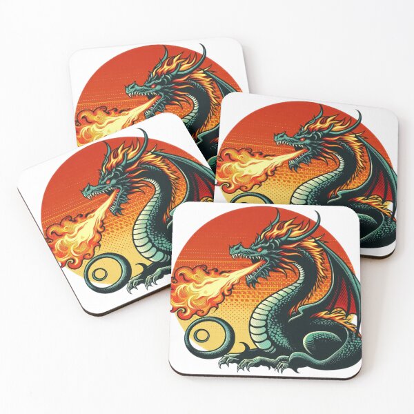 Aperçu de l'œuvre Feu mystérieux vintage du dragon crachant du feu créée et vendue par Expressions-Sel.