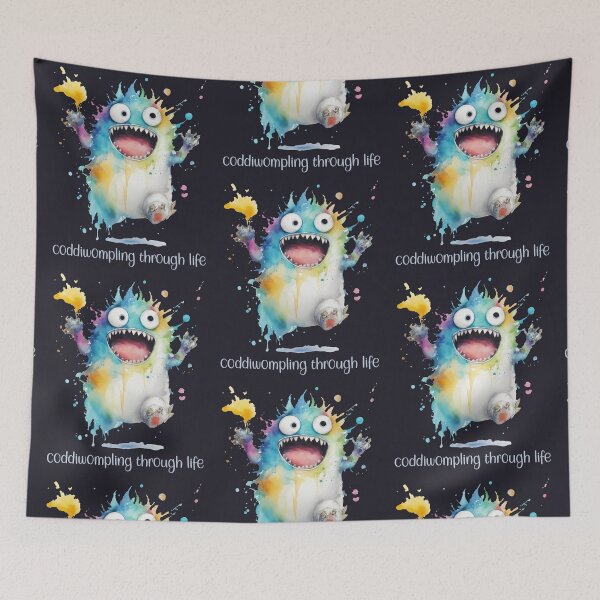 Item preview, coddiwompling through life - watercolor cute monster designed and sold by EmeraldeaArt.