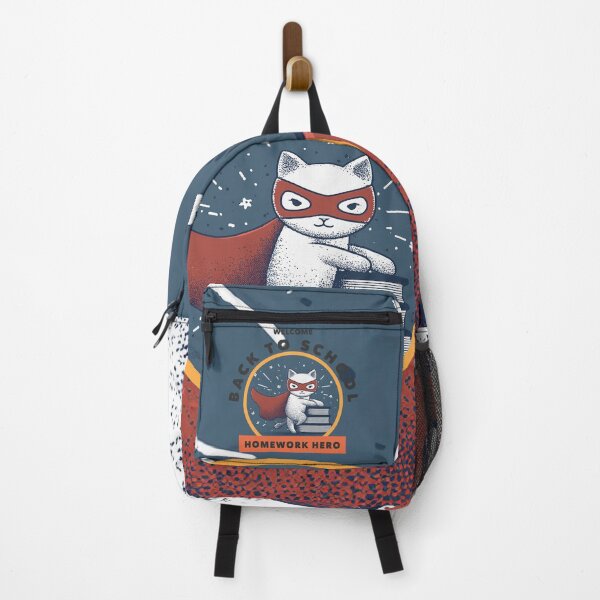 Item preview, funny BACK TO SCHOOL design with illustration of a little cat as a Homework Superhero. designed and sold by HEMRO.