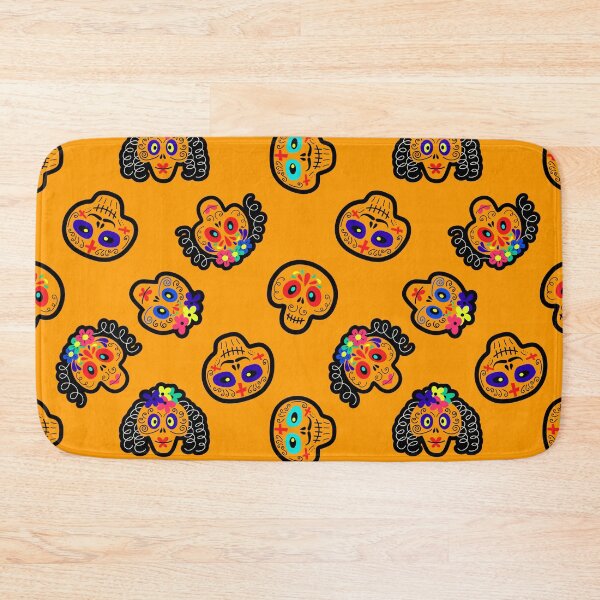 Item preview, Halloween Sugar Skulls Pattern On Pumpkin-Orange Background designed and sold by DEC02.