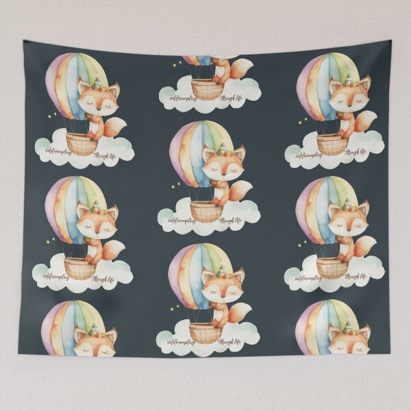 Item preview, coddiwompling through life with fox in airballon designed and sold by EmeraldeaArt.