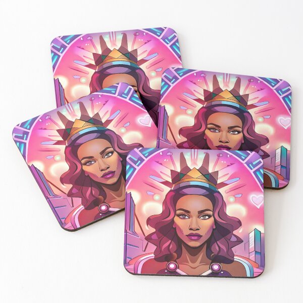 Item preview, Fabulous Woman Pink Cyberpunk Neon Retro Goddess designed and sold by Melan Designs.