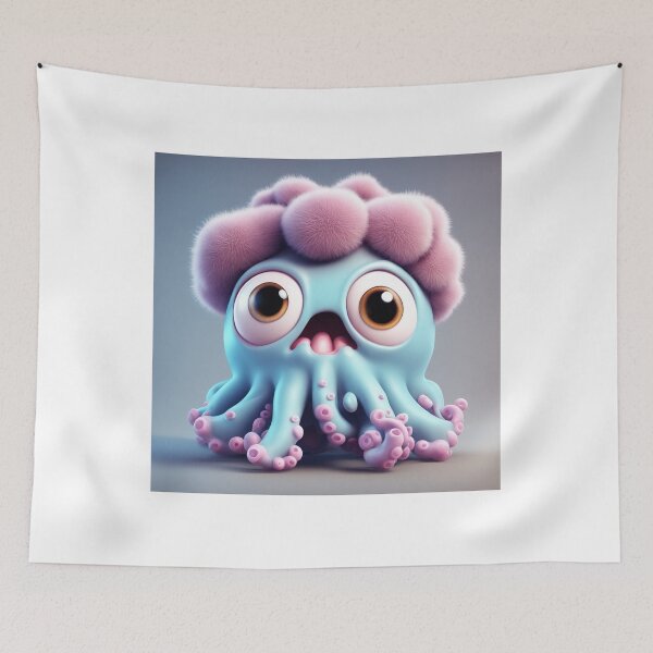 Item preview, Cute Octopus Monster with Brain Cartoon Vector Icon Illustration designed and sold by hjian8219.
