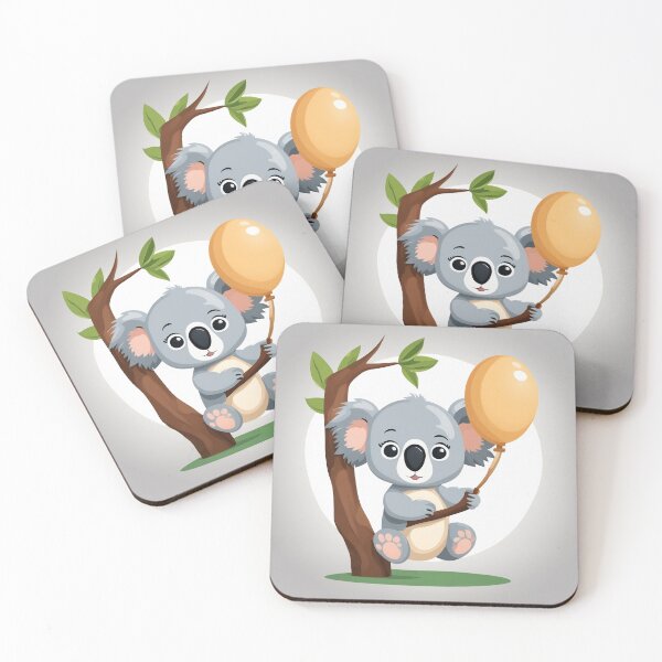 Item preview, Cute Baby Koala Holding Branch with Wood Balloon Cartoon Vector Icon Illustration designed and sold by hjian8219.