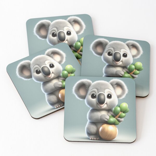 Item preview, Cute Baby Koala Holding Branch with Wood Balloon Cartoon Vector Icon Illustration designed and sold by hjian8219.