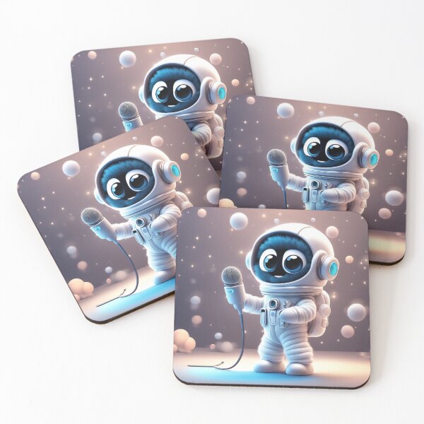 Item preview, Cute Astronaut Singing with Microphone Cartoon Vector Icon Illustration designed and sold by hjian8219.