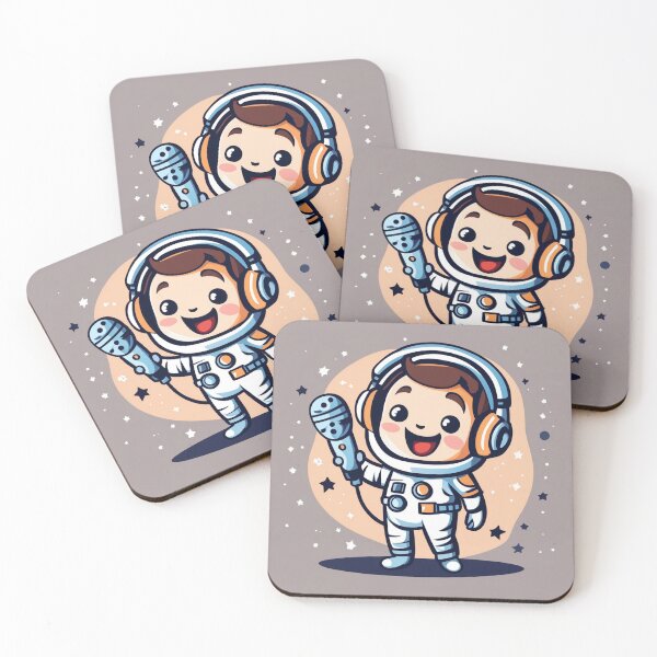 Item preview, Cute Astronaut Singing with Microphone Cartoon Vector Icon Illustration designed and sold by hjian8219.