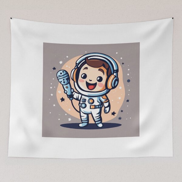 Item preview, Cute Astronaut Singing with Microphone Cartoon Vector Icon Illustration designed and sold by hjian8219.