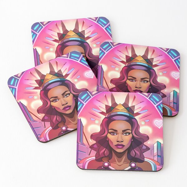 Item preview, Fabulous Woman Pink Cyberpunk Neon Retro Goddess designed and sold by Melan Designs.