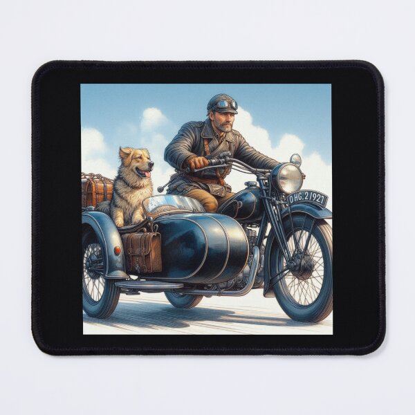 Item preview, Motorcycle Rider with his Dog in the Sidecar designed and sold by Halifaxartguy.