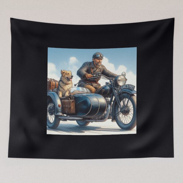 Item preview, Motorcycle Rider with his Dog in the Sidecar designed and sold by Halifaxartguy.