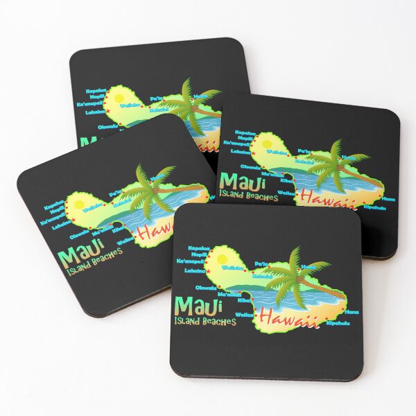 Item preview, Maui Island Map Beaches, Hawaii Tropical Summer Vibes designed and sold by ArtNoveltee.
