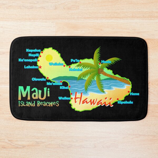 Item preview, Maui Island Map Beaches, Hawaii Tropical Summer Vibes designed and sold by ArtNoveltee.