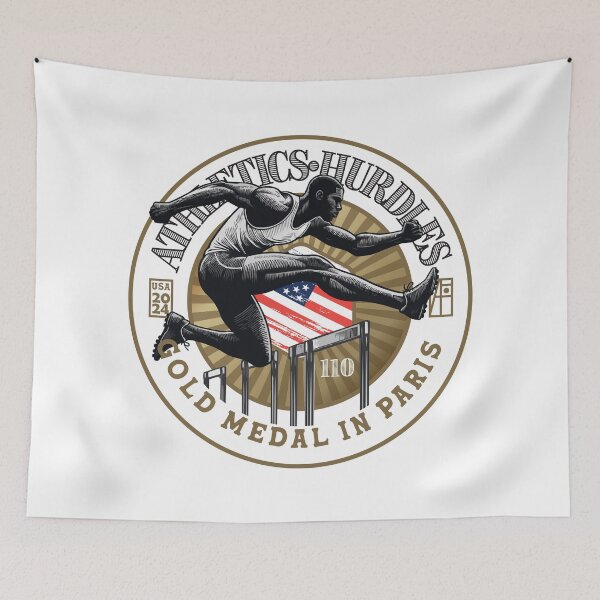 Item preview, 2024 - USA - ATHLETICS - HURDLES 110 - GOLD MEDAL - PARIS - 2 designed and sold by ArtProjectShop.